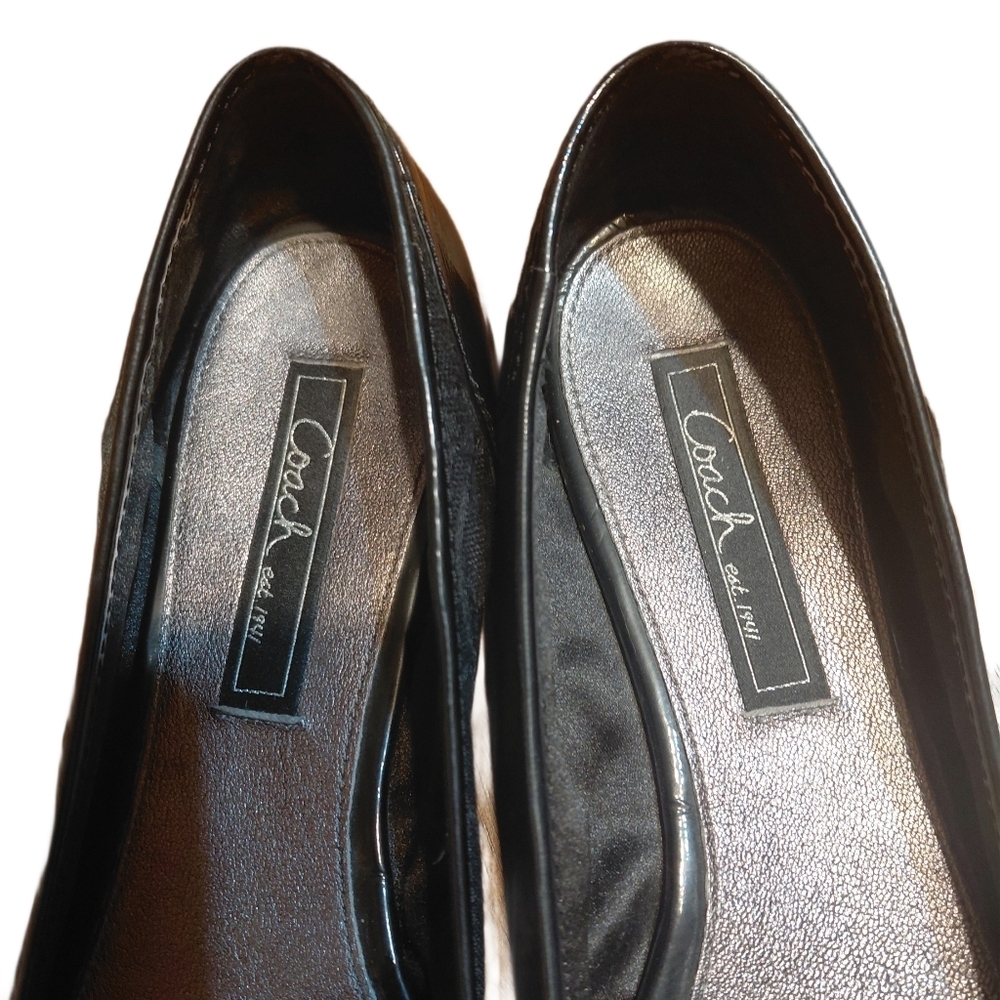 Coach Black Signature Jacquard Flower Jeweled Ballet Flat Size 9.5 - Picture 5 of 10